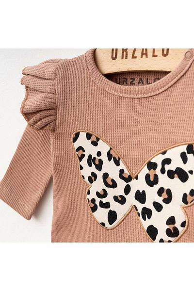 İnci Incibaby 100% Cotton Leopard Pattern 2 Rompers & Band & Hat 4-Piece Combination