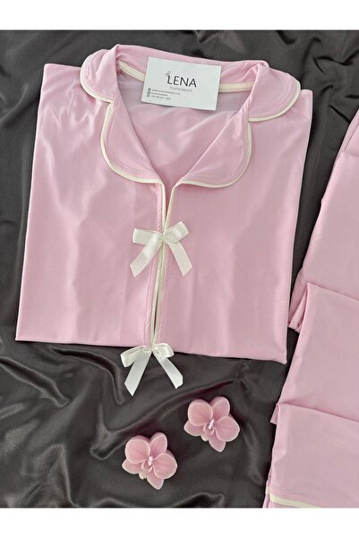 Lena Homewears Σετ πιτζάμες με ροζ μπροστινό φιόγκο