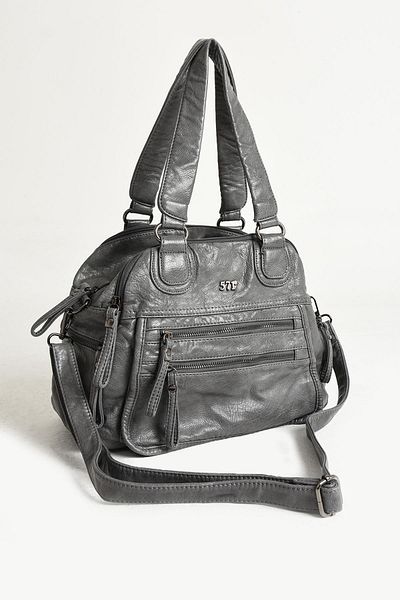 571 Collections Çanta Gray Faux Leather Crossbody and Shoulder Bag - Multi-Compartment (Model: 571-9-12FF)