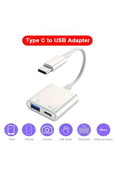 Choice محول OTG من النوع C 2 في 1 لهاتف iPhone 16 15 14 13 12 Pro Max XR 8 Plus كابل 8 Pin إلى USB 3.0 تحويل