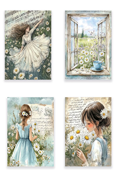 qoeuyl boutique Σετ με θέμα Wild Flowers and Daisies Σετ τεσσάρων αριθμών: 1 ...