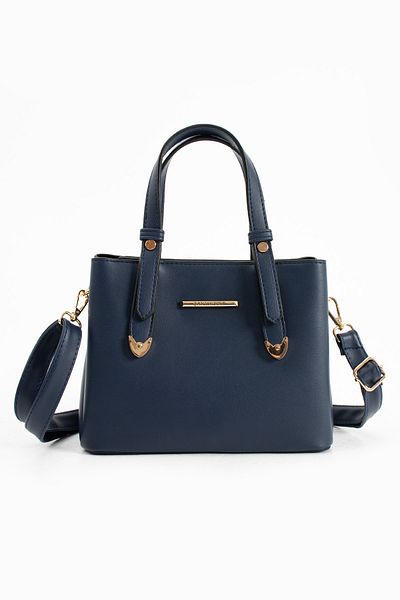 Rezania Women's 4 Compartment Long Strap Shoulder and Hand Bag with Gold Accessories