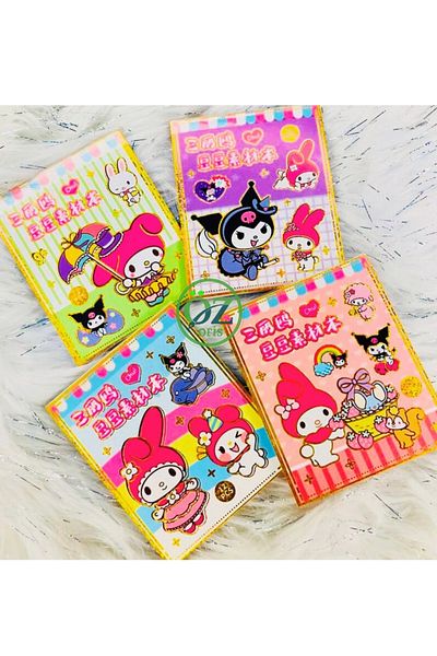 ÖZ OFİS Kuromi My Melody Kawaii Sanrio Set of 2 Mini Sticker Notebooks Set of 150 Stickers