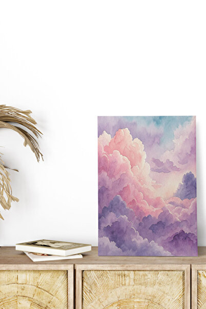 qoeuyl boutique Ροζ και μωβ σύννεφα No:2 Ρετρό Vintage 18x27 MDF Ξύλινη αφίσα...
