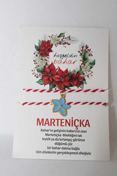 LuxeGem Marteniçka Mavi Lotus Çiçeği Bileklik  Hoş Geldin Bahar Kartlı