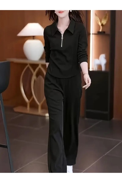 CAONNES Îmbrăcăminte sport neagră pentru femei, cu croială largă, de calitate...