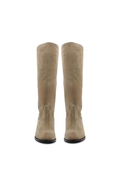 Vario Hakiki Süet Düz Taban Diz Altı Kadın Çizme Sonıa Ardesıa R119