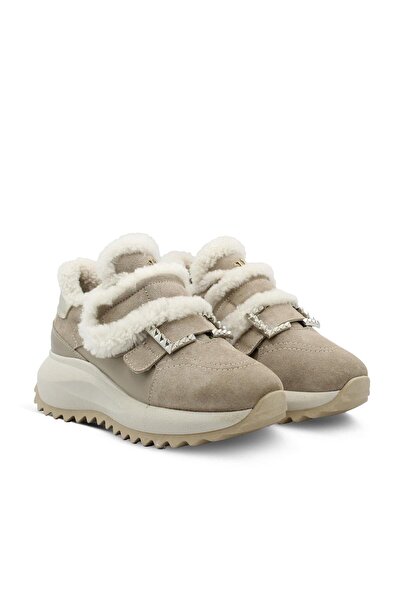 Vario Bej Kürklü Spor Ayakkabı VIZON SUET VIZON DERI