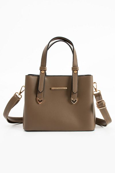 Rezania Women's 4 Compartment Long Strap Shoulder and Hand Bag with Gold Accessories