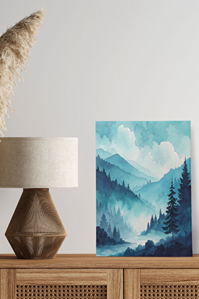 qoeuyl boutique Lake and Forest View No:5 Ρετρό Vintage 18x27 MDF Ξύλινη αφίσ...