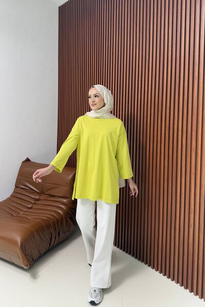 Melike Tatar Pistachio Green Tunic Basic - 3-3108