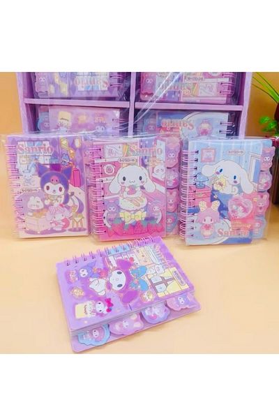 ÖZ OFİS Kuromi My Melody Cinnamoroll Sanrio Notebook with Bookmark 1 Piece