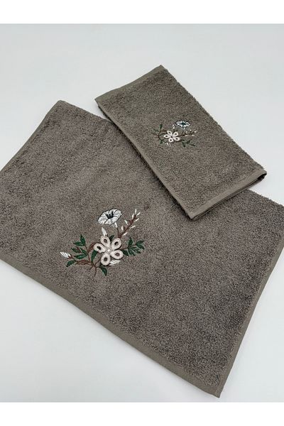 AYHANHOME 3D Embroidered Face Towel and Kitchen Towel, 30X50 and 50X90 Sizes, 1 Pcs Set