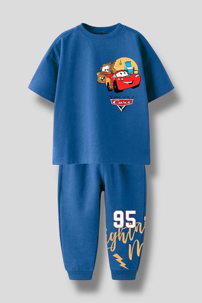 Magu Set de tricou și pantaloni de trening cu imprimeu Lightning McQueen pentru băieți - Îmbrăcăminte sportivă confortabilă și elegantă