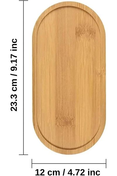 Busstier Oval Bamboo Multi-Purpose Presentation Tray and Oil Pot Base - Stylish and Durable Wooden Tray
