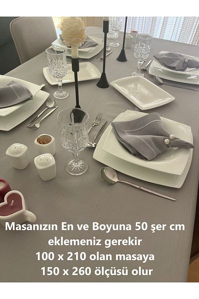 Zeren Home Gray Piko Sarma High Balance Polyester Linen Table Cloth