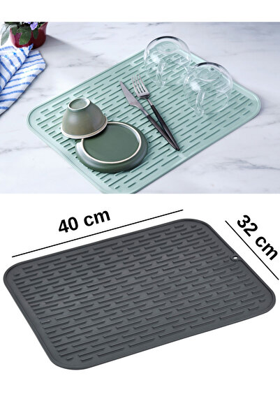 MappleHome Çizgi Model Silikon Kaydırmaz Bulaşık Kurutma Matı Lavabo Buzluk H...