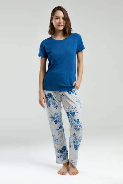 Pierre Cardin Set pijamale pentru femei cu mâneci scurte - albastru flori