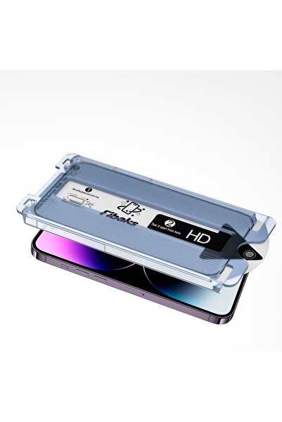 Fibaks Apple Iphone 12 - 12 Pro Uyumlu Uygulama Aparatlı Siyah Çerçeveli Tam Kapatan Cam Ekran Koruyucu