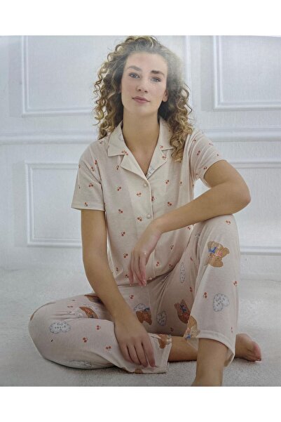 İpek Women's Short Sleeve Front Buttoned Pajama Set