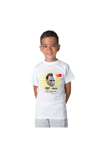 HediyeMania Tricou pentru copii Ataturk cu imprimeu Mustafa Kemal Atatürk cu ...