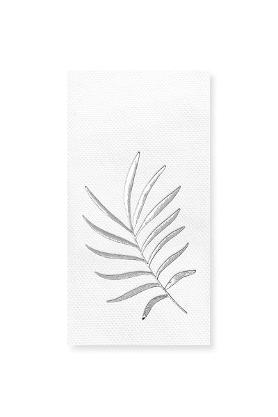 Story 40X40 cm Silver Foil Tropical Leaf Patterned 16 Pack 1/8 Fold White Colored Paper Napkins