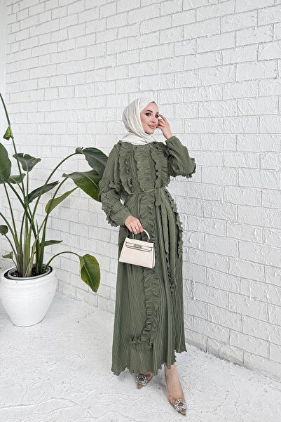 Melike Tatar Haki Pleated Detail Dress 32-3027-1