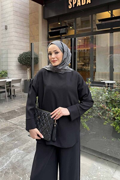 Melike Tatar Black Basic Crepe Tunic 32-2239