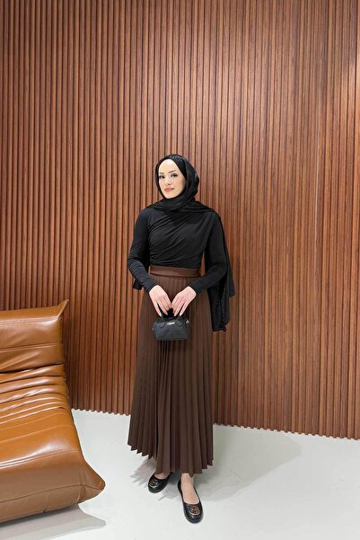 Melike Tatar Πλισέ Καφέ Φούστα - 32-9001-1