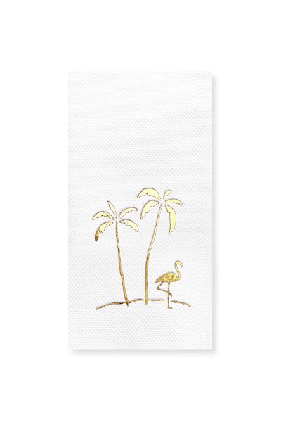 Story 40X40 cm Gold Palms Patterned White Paper Napkin 1/8 Fold