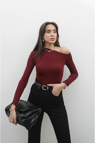 Havoş Bluză cu decolteu asimetric burgundy