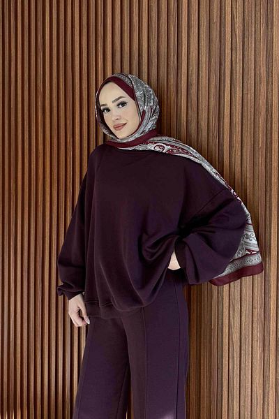 Melike Tatar Claret Red Basic Three Thread Suit 32-3511