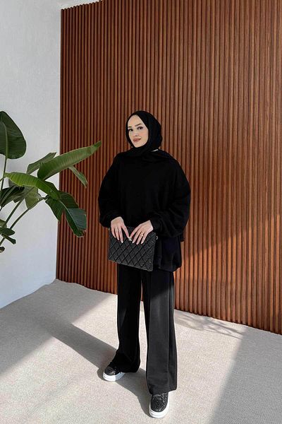 Melike Tatar Black Basic Three Thread Suit 32-3511