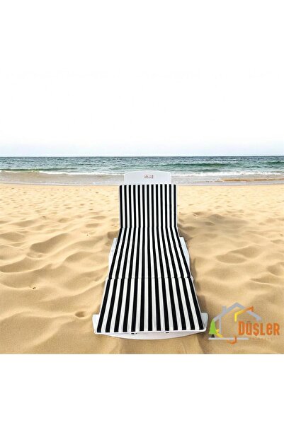 DÜŞLER EV TEKSTİLİ Τσάντα παραλίας με ασπρόμαυρο ριγέ σχέδιο (μαξιλάρι ξαπλώστρας)