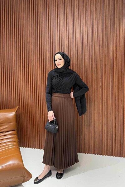 Melike Tatar Πλισέ Καφέ Φούστα - 32-9001-1