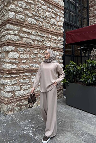 Melike Tatar Basic Stone Colored Crepe Tunic - 32-2239