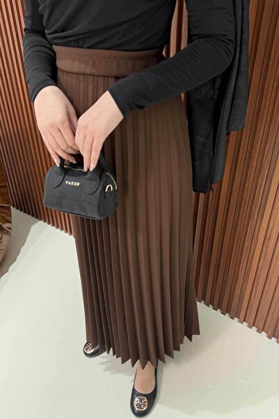 Melike Tatar Πλισέ Καφέ Φούστα - 32-9001-1