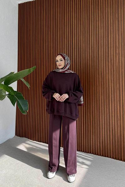 Melike Tatar Claret Red Basic Three Thread Suit 32-3511