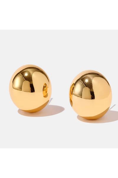 Siya Silver Gold Color Nail Model Blackened Steel Ball Earrings