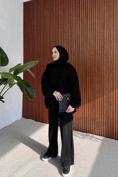 Melike Tatar Black Basic Three Thread Suit 32-3511