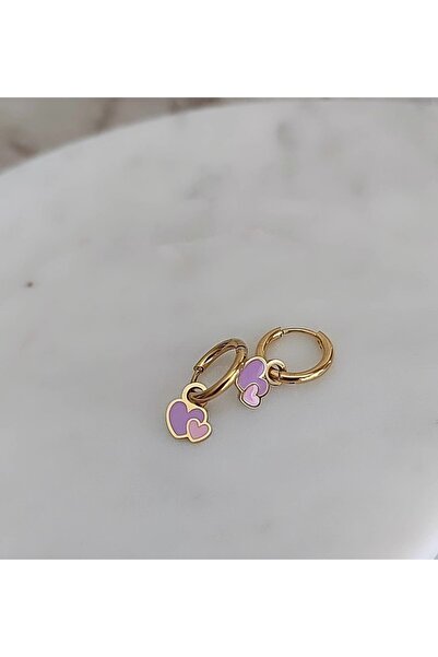 Atölye Eliz 316L Cerrahi Çelik 14k Gerçek Altın Pvd Kalp Çocuk Küpe