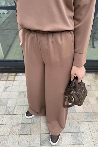 Melike Tatar Beige Crepe Loose Trousers 32-2235