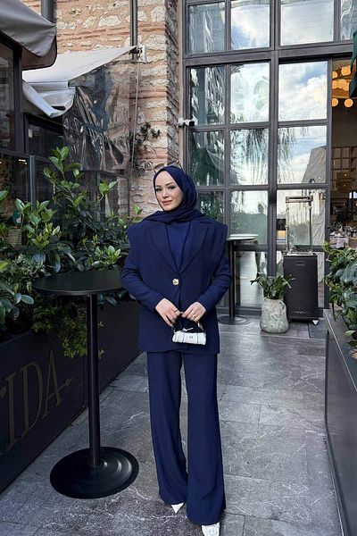 Melike Tatar Dark Blue Jacket Suit 32-2303