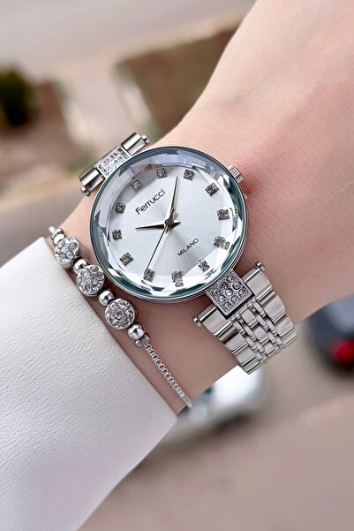 Ferrucci Gümüş Renk 32 Mm Kadın Kol Saati Ve Bileklik