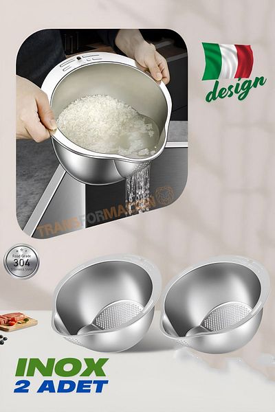 Transformacion 2 Pieces 721521   Inox Drainer • Rice • Pasta • Salad 304 Stainless Steel