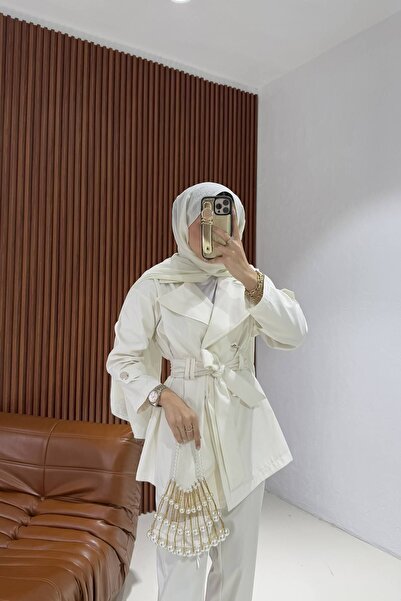 Melike Tatar Ekru 32-2237 Model Trench Trousers Set