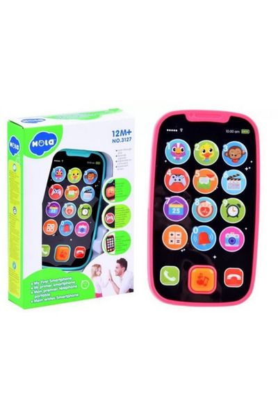 Hola Můj první telefon, růžová hračka s chytrým telefonem a hudbou a světly