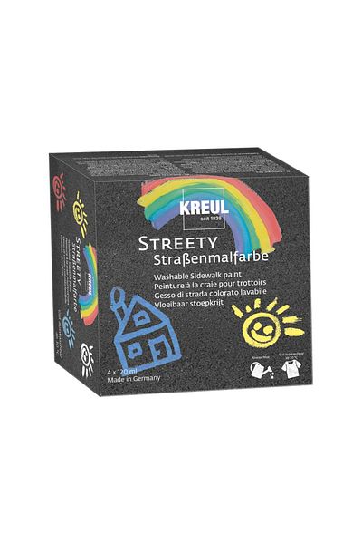 Kreul Water-based Liquid Chalk, For Asphalt, Roller Or Brush Application, Set Of 4 X 120 ml
