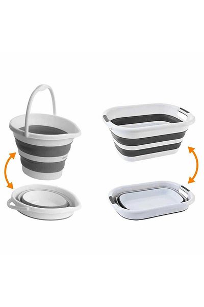 Micostore Pachet: Galeata Pliabila 10l Si Cos De Rufe, Lighean Pliabil, 26l