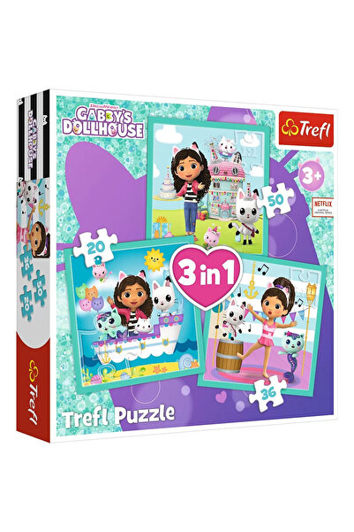 Trefl Puzzle 3 In 1 Gabbys Dollhouse - Activitate Lui Gabby,